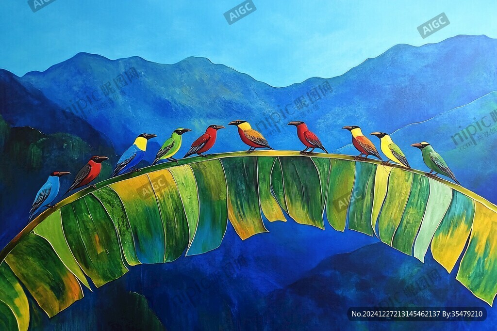 手绘壁画鸟