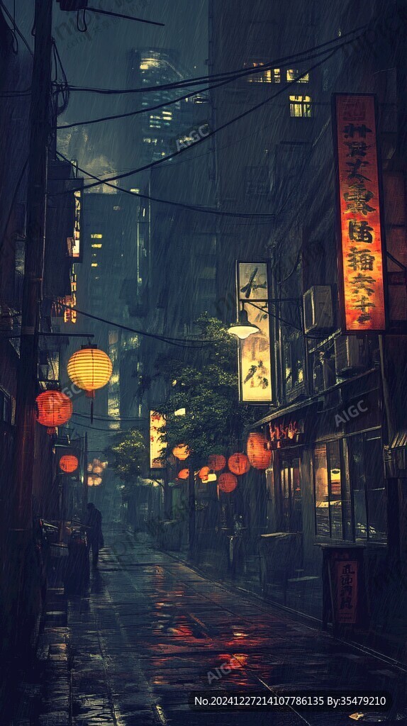 雨巷插画