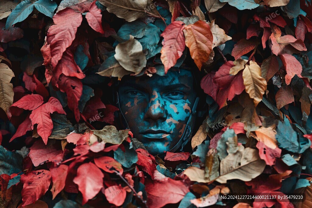 五彩树叶背景实拍