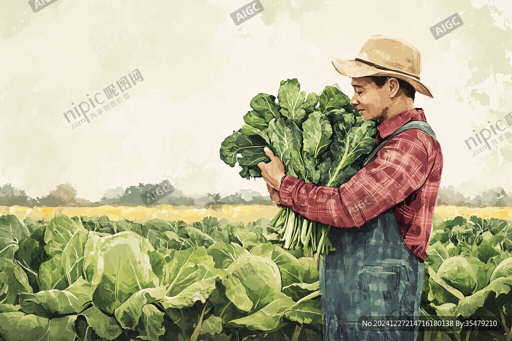 摘菜的农民