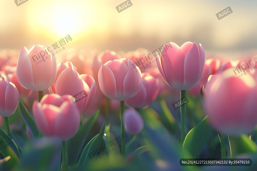 夕阳下的郁金香