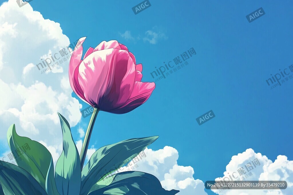 郁金香唯美插画