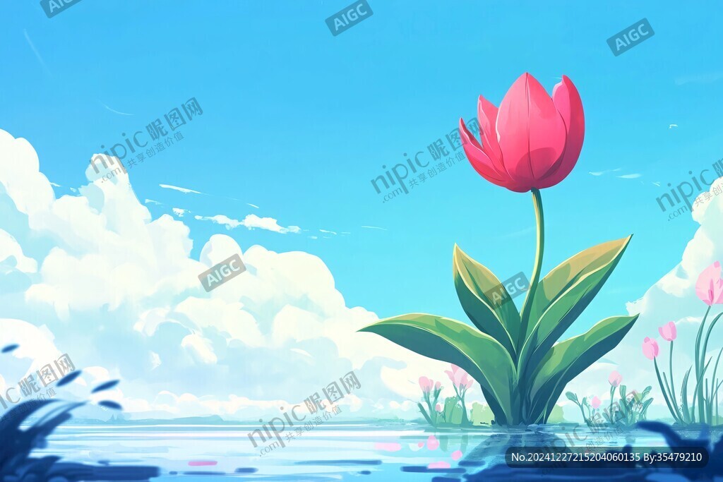 郁金香唯美插画