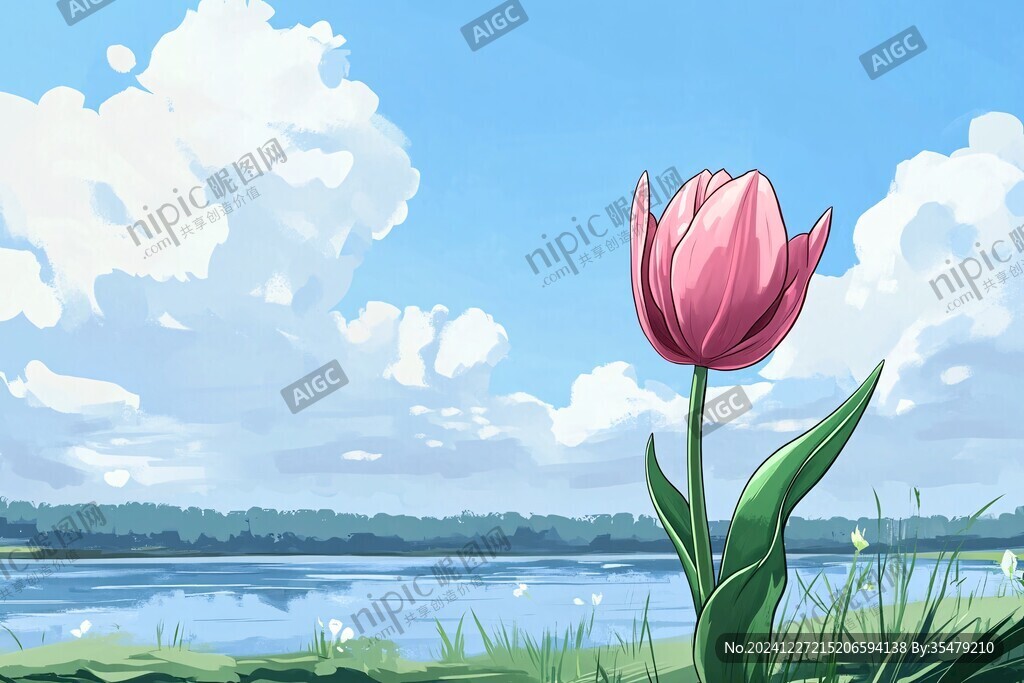 郁金香唯美插画