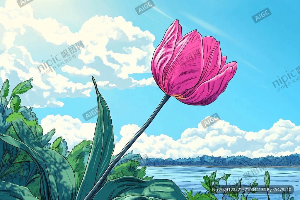 郁金香唯美插画
