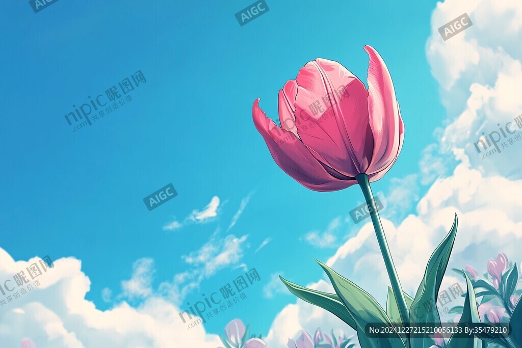 郁金香唯美插画