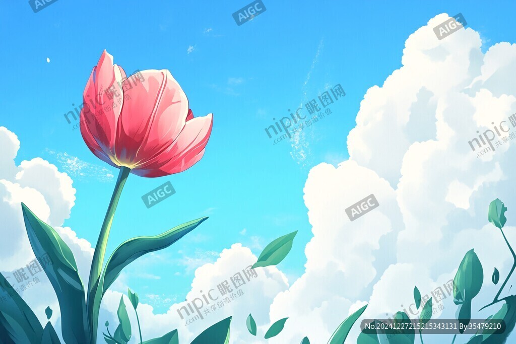 郁金香唯美插画