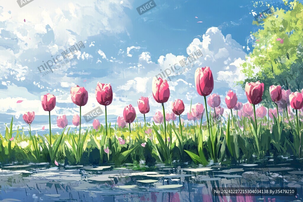 郁金香唯美插画