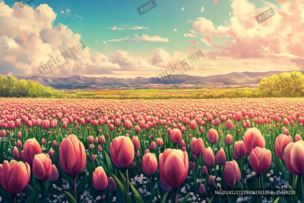 唯美梦幻花田场景