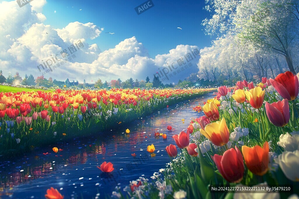 唯美梦幻花田场景