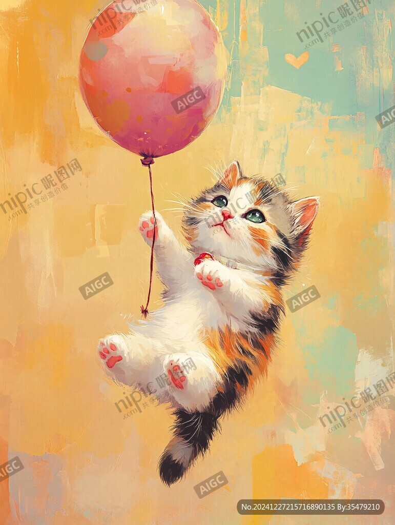 拿气球的小猫