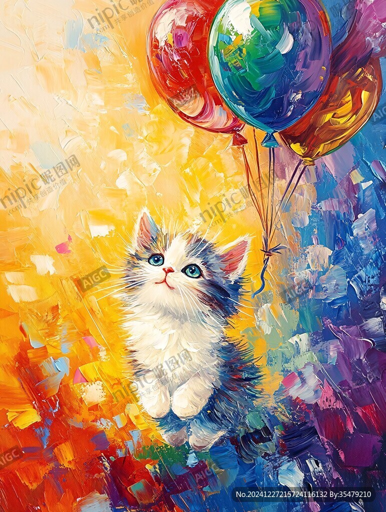 拿气球的小猫