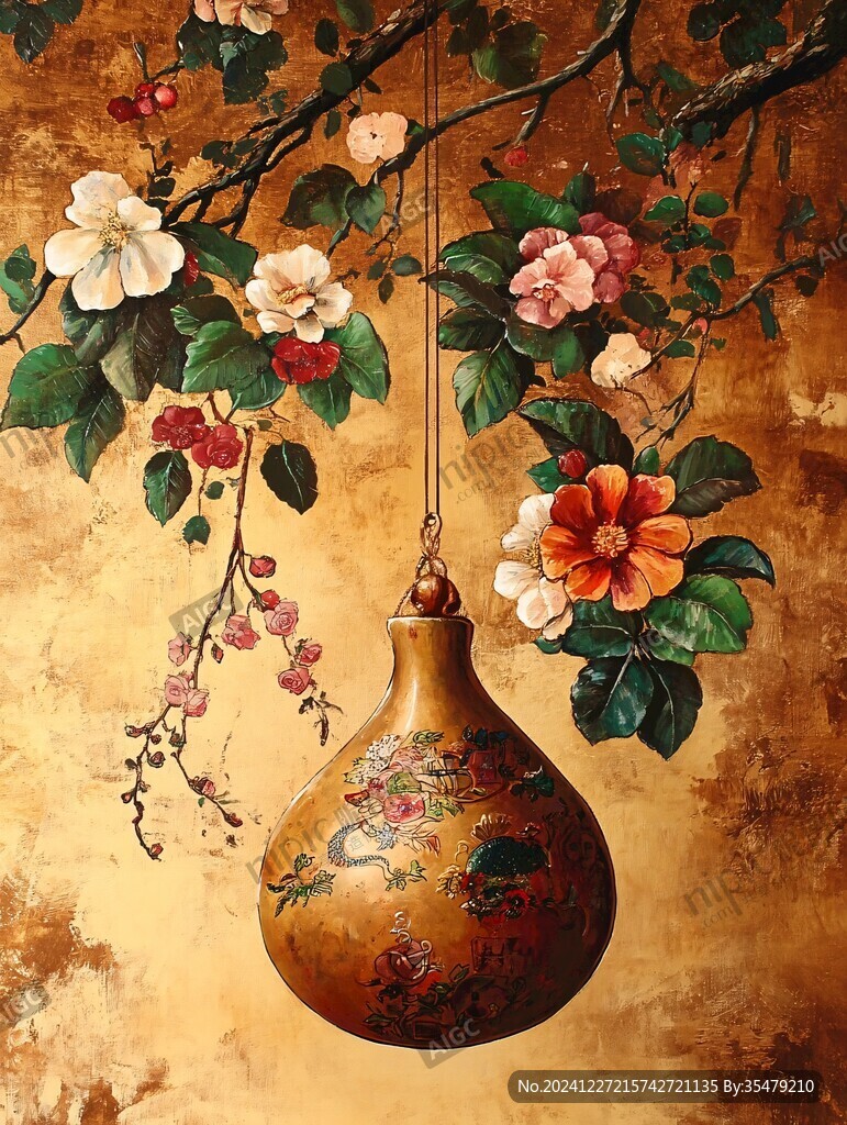 高清插画宫廷静物花卉