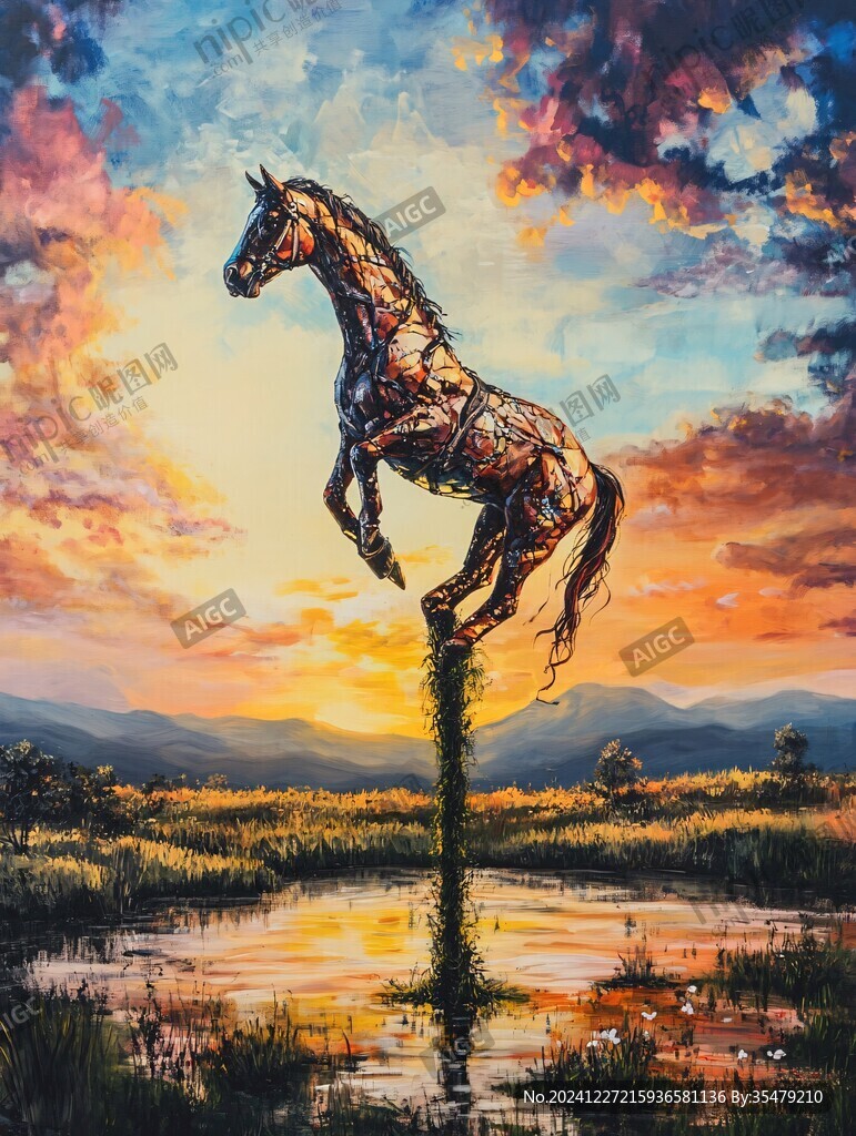 创意插画金属骏马