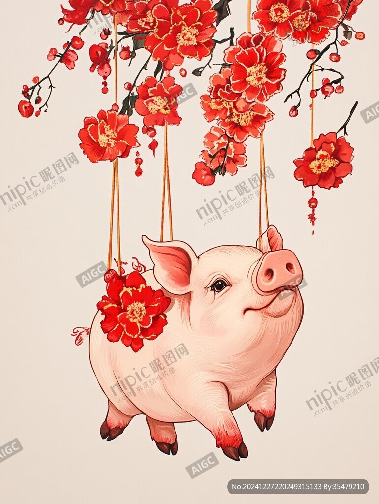 喜庆的动物插画