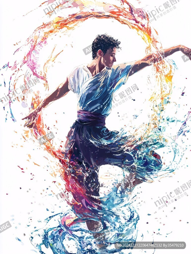 绚丽跳街舞的男孩挂画