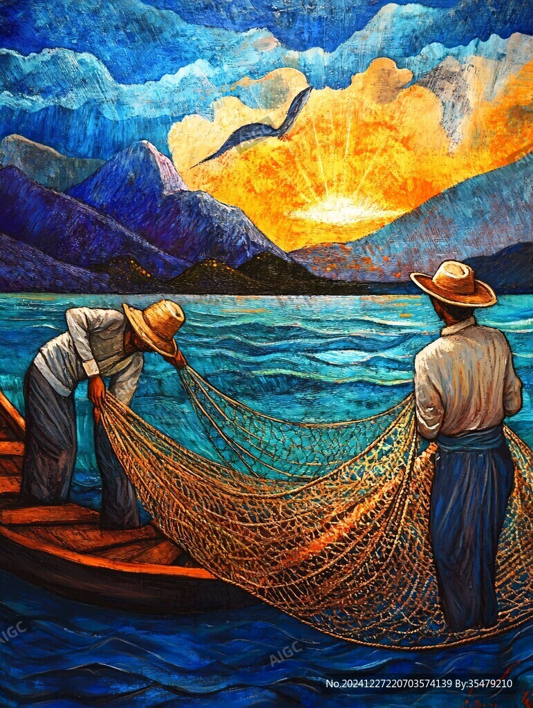 捕鱼装饰画