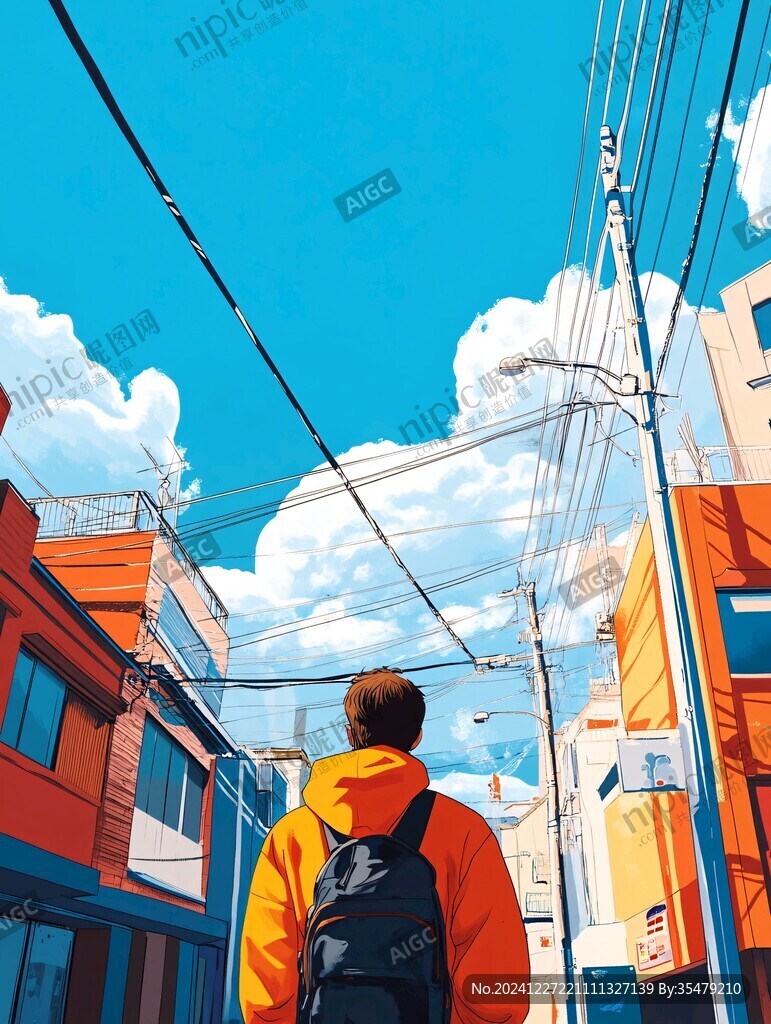 唯美男生插画