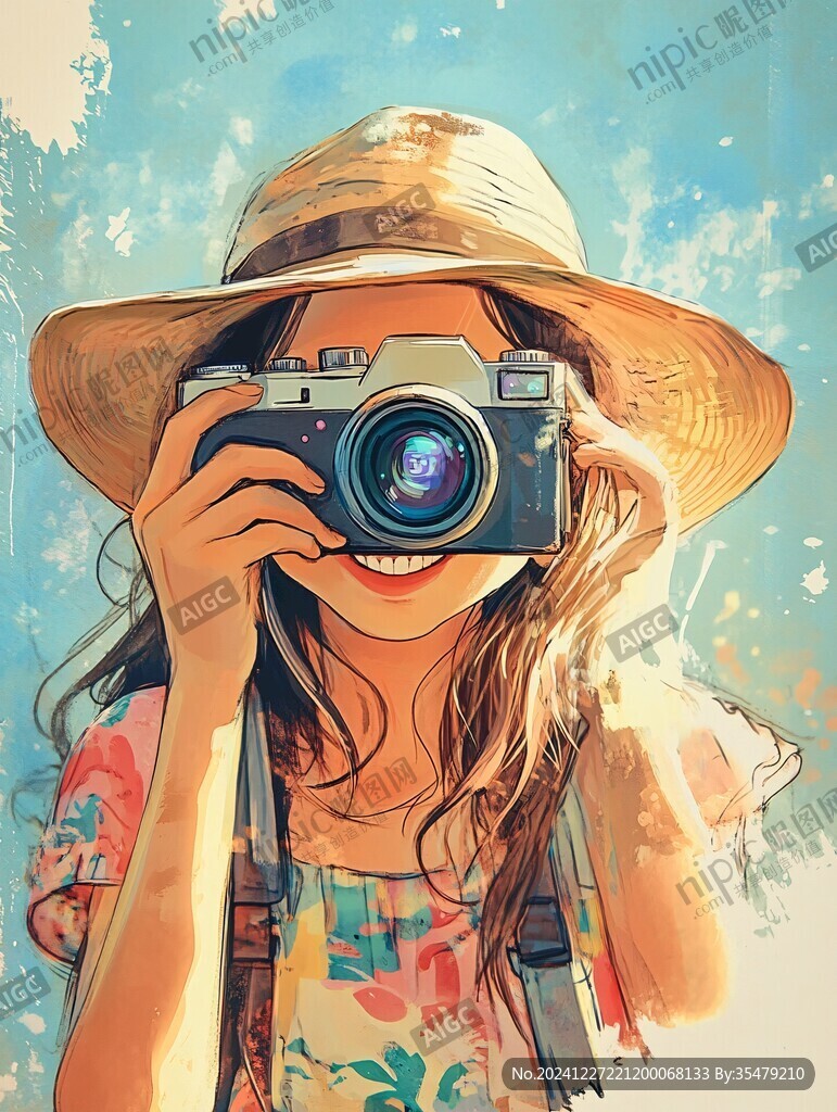 写真少女插画