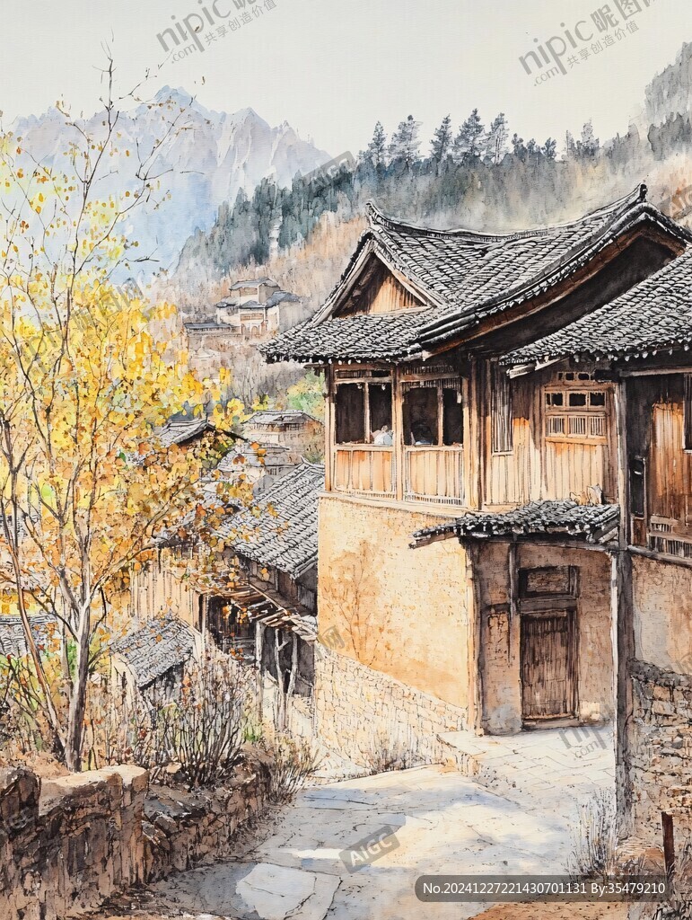 爨底下风情油画