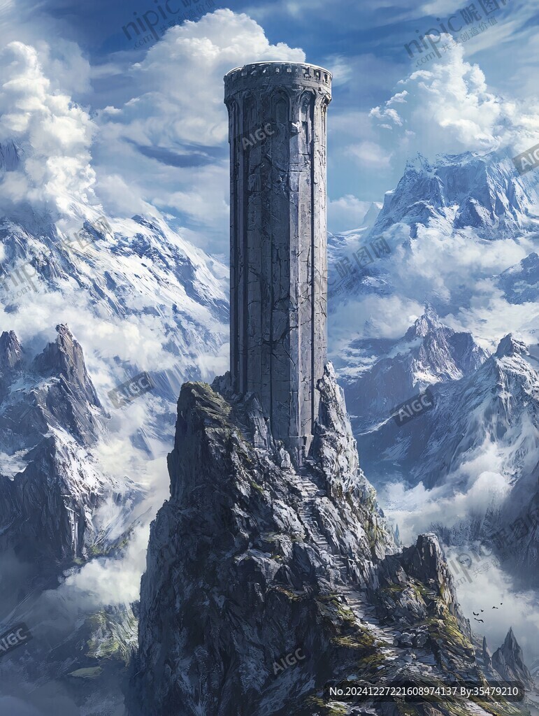 天界晓钟风景插画