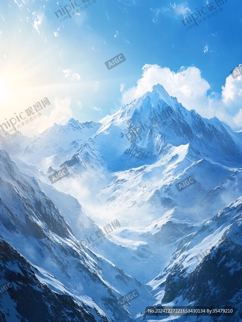 壁画电脑画山脉高山