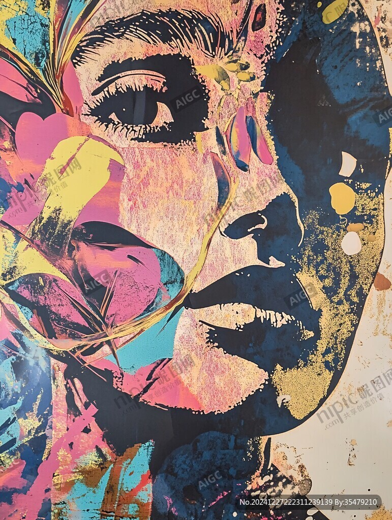 人脸色块拼接装饰画