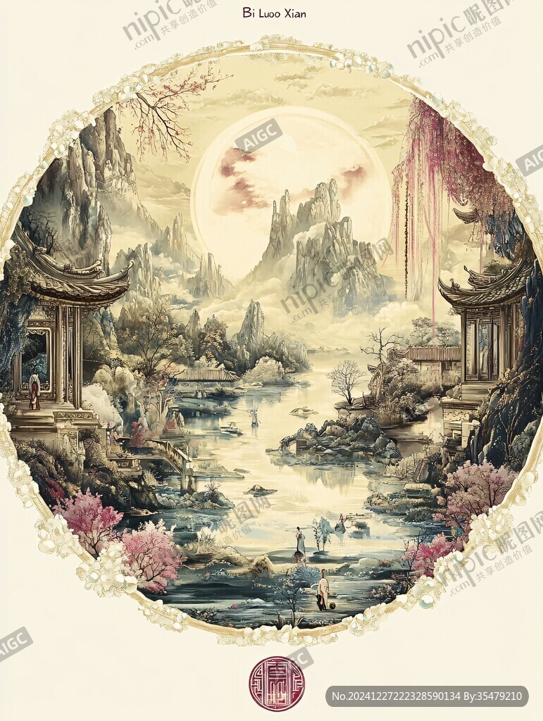 天界晓钟风景插画