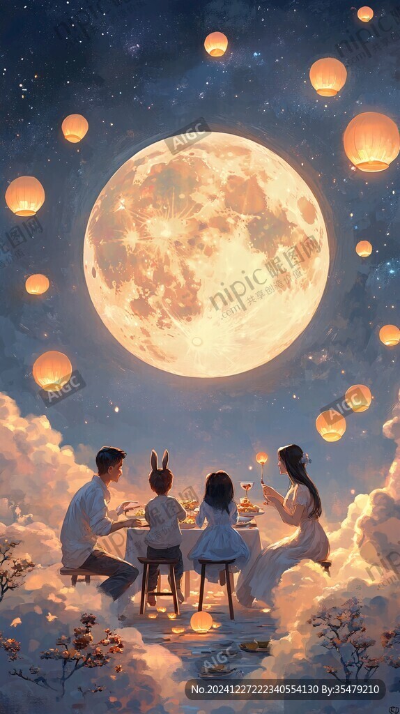 赏月中秋节插画