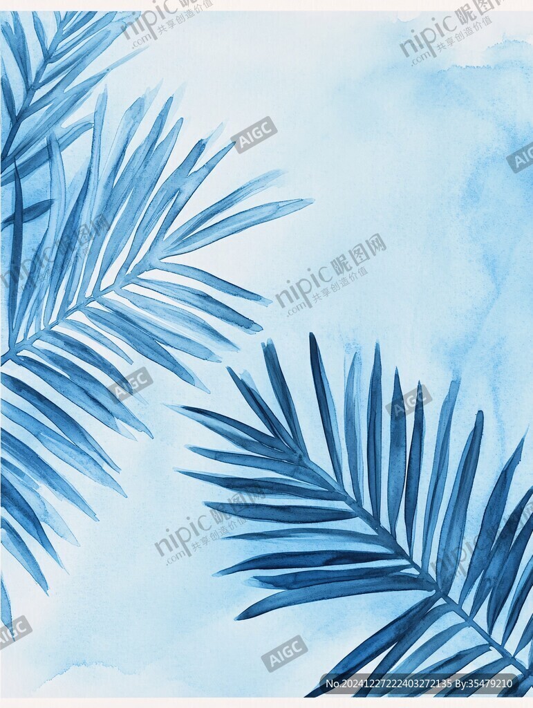 水彩棕榈无框画