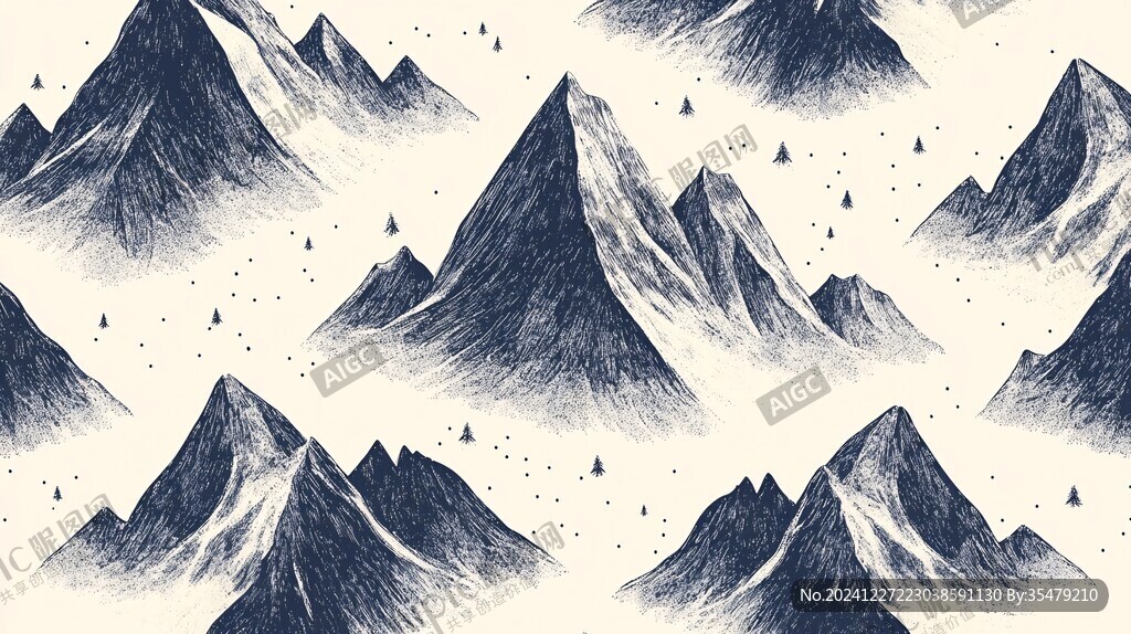 雪山插画图案