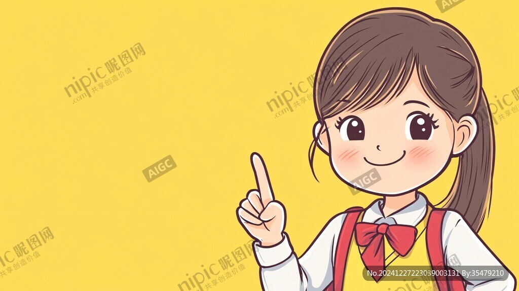 手绘积极向上初中女孩