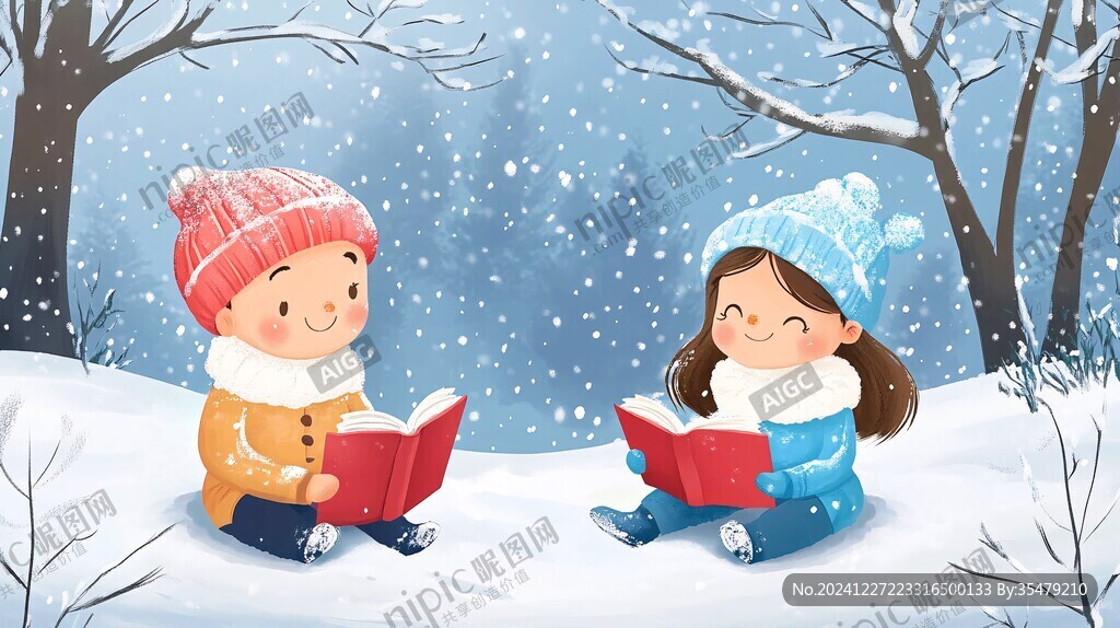 大雪儿童插画