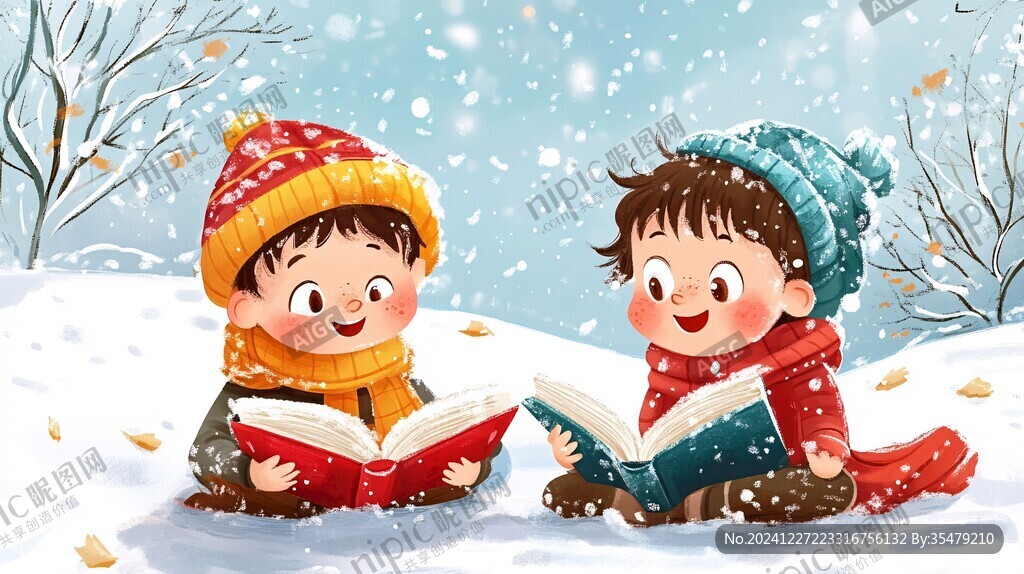 大雪儿童插画