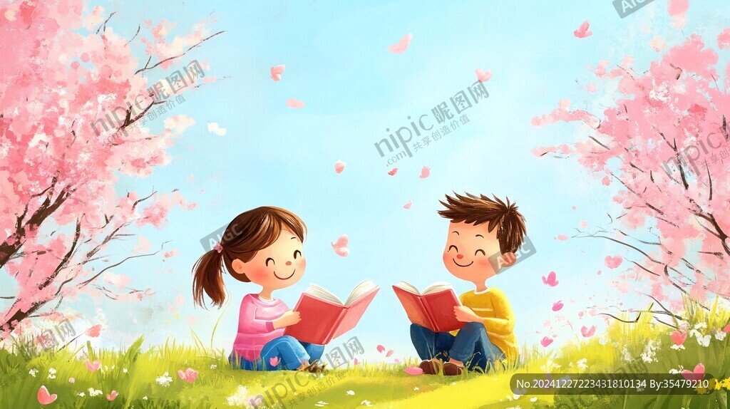 读书儿童插画
