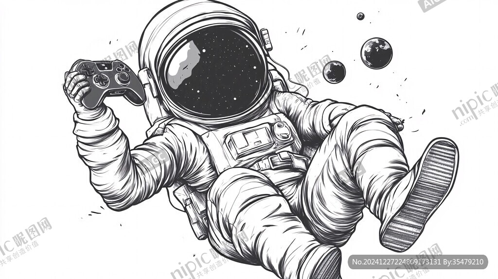 宇航员手绘插画画