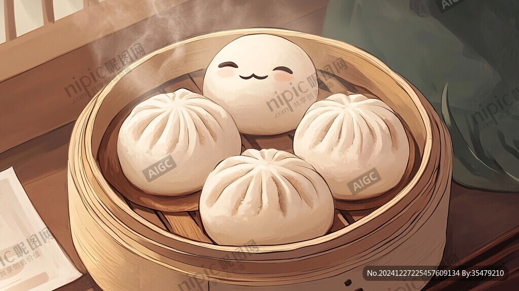 小笼包插画