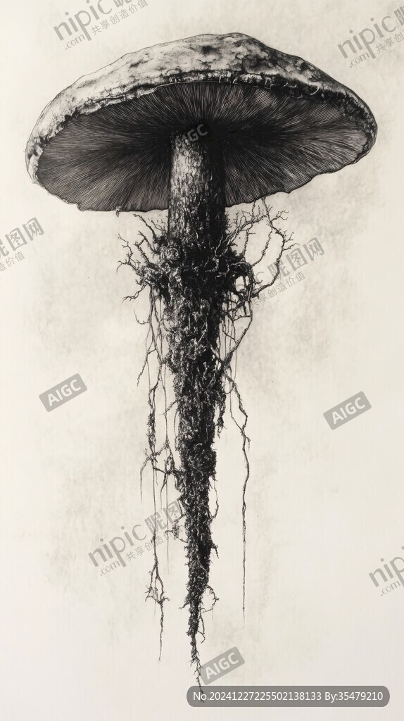 蘑菇素描铜版画