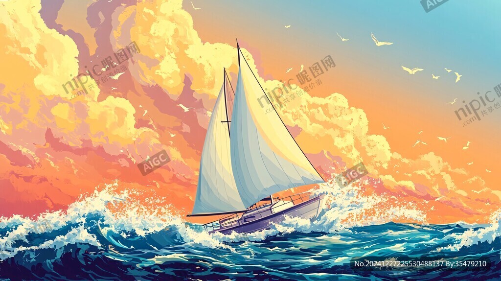 乘风破浪包装插画