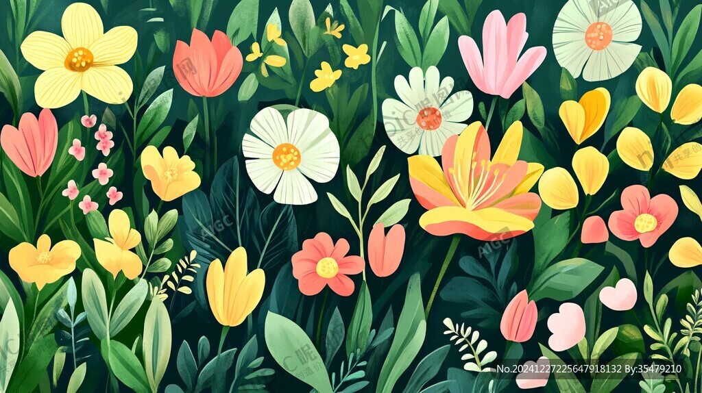 植物背景扁平插画