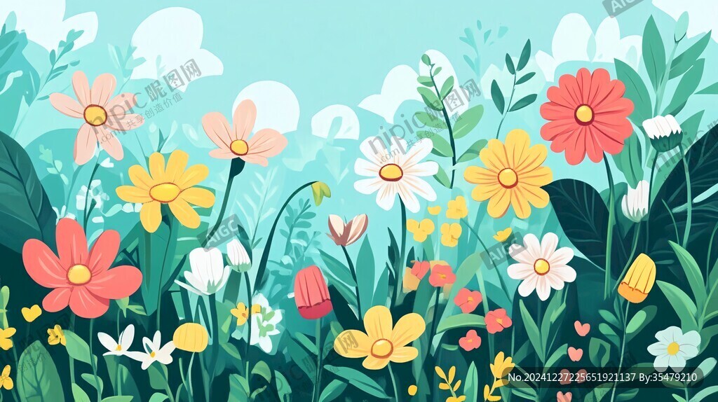 植物背景扁平插画