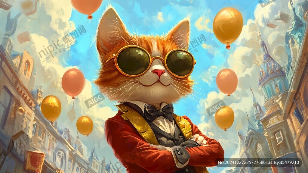 卡通猫戴眼镜的猫叔