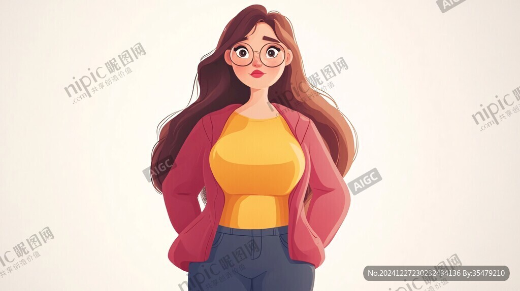 卡通微胖女人女性