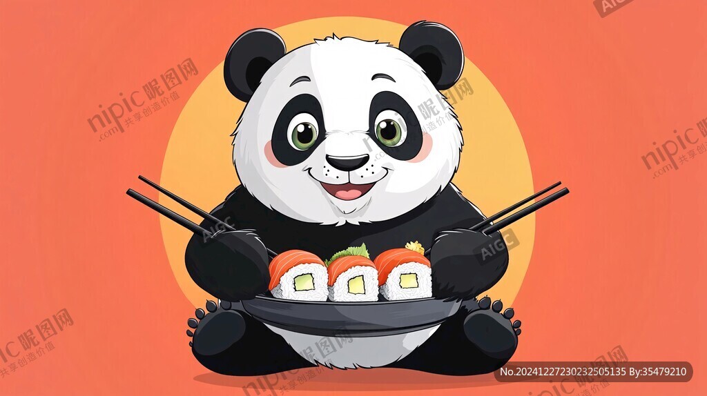 熊猫火锅插画