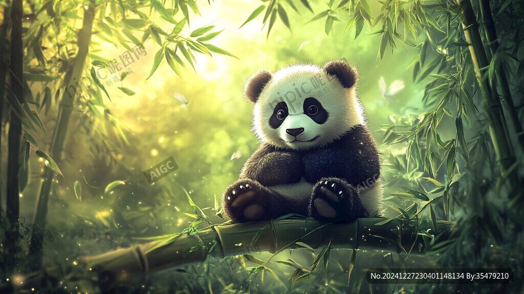 写实熊猫插画