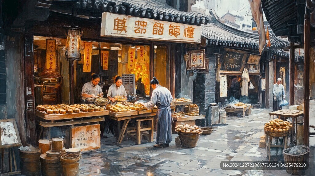 古代美食街景