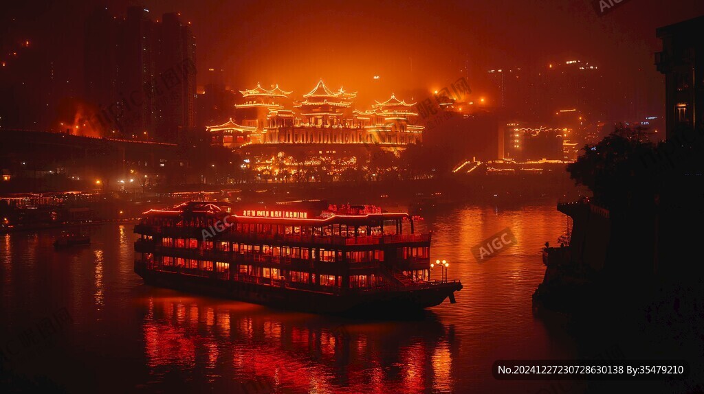 雾中游船