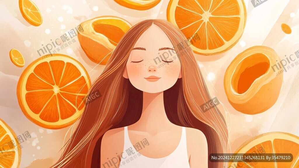 夏橙包装插画