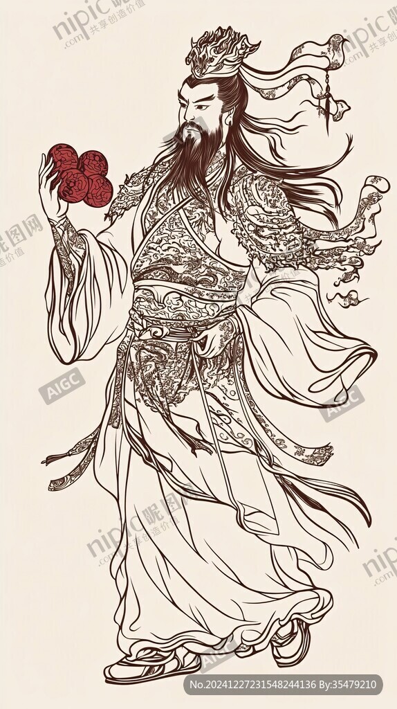 手绘禄神插画