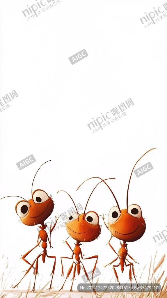 手绘蚂蚁动物插画